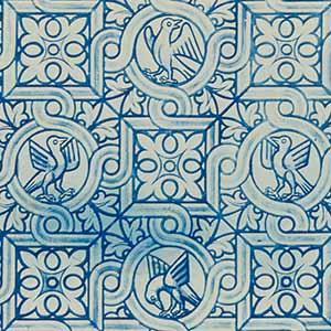 Drawing Sample of Extended Panel of Stained Glass with Bird Pattern