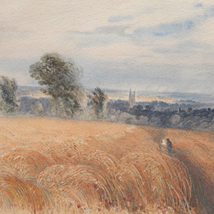 Two Figures Crossing a Wheatfield