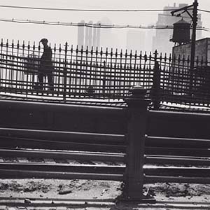 Man on Brooklyn Bridge, New York
