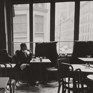 Solitary drinker, Lafayette Hotel, New York
