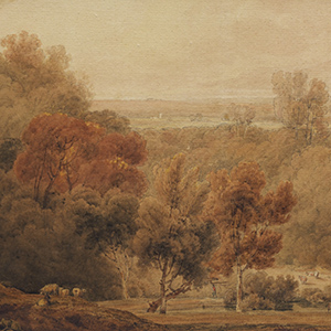 An Extensive Wooded Landscape with Cattle in the Foreground