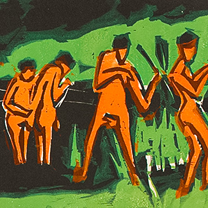 Bathers Throwing Reeds (Mit Schilf Werfende Badende)