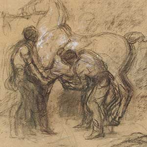 Men Shoeing a Horse