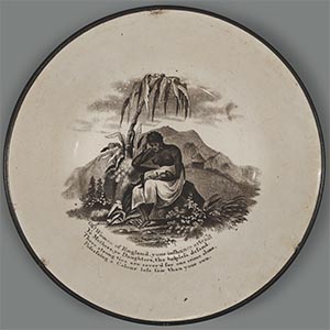 Dish with abolitionist image and poem