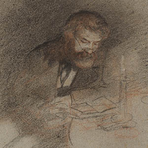 A Man Reading by Candlelight