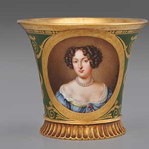 Cup (tasse Jasmin à pied cannelé, 1st size) with portrait of Anna Scott, Duchess of Monmouth (1651-1732)