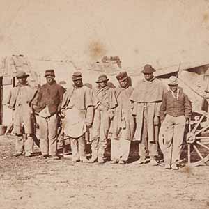 [Bermuda Hundred, Va. African American teamsters near the signal tower]