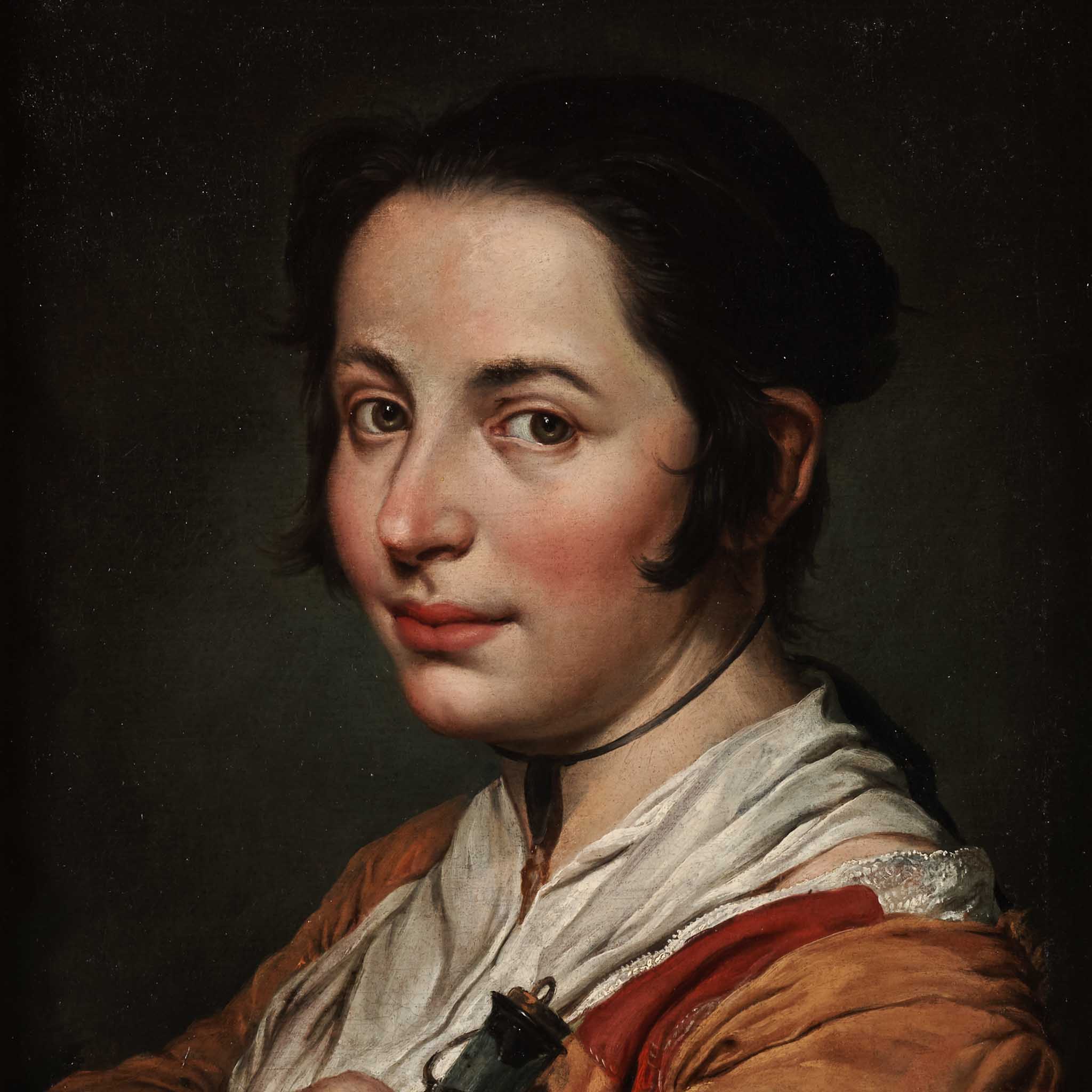 Young Woman Holding a Flask of Wine