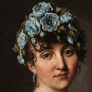 Portrait of Baronne  Mesgrigny, ne Berthelot de Rambuteau (Portrait of a Young Woman with Blue Flowers)