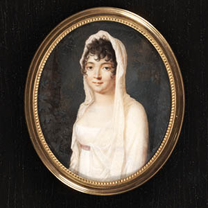 Portrait miniature set in letter box, ca. 1810
