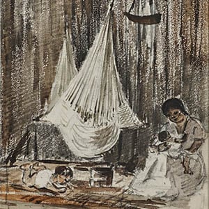 Interior of a Hut, Galipan (recto); Palm Trees (verso)
