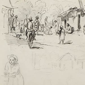 Street Scene (recto); Agave Tree, Caracas (verso)