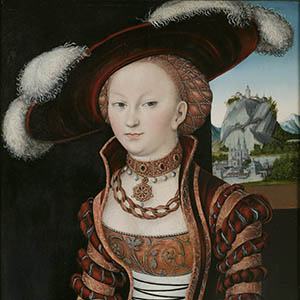 Portrait of a Young Woman Holding Grapes and Apples