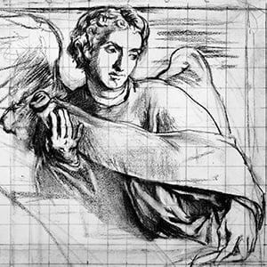 Angel with Scroll: Cartoon for Trinity Church, Boston
