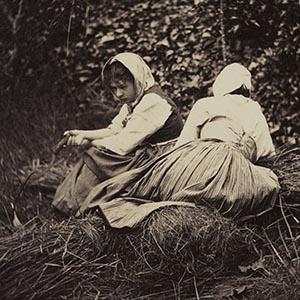 Study of two peasants sitting on hay, Barbizon