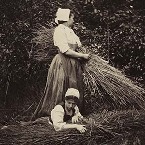 Study of two peasants gathering hay, Barbizon