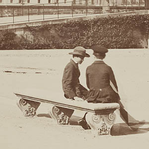 Stone Bench with Two Boys in the Tuileries