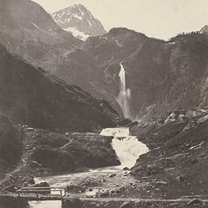 View of the Waterfalls of the Lac d'Oô, Pyrenees